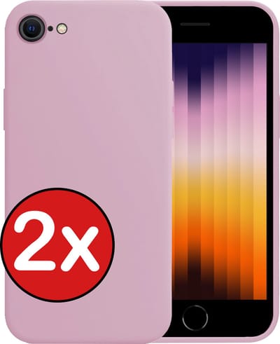 Hoesje - 2 Stuks - Geschikt voor Apple iPhone SE (2022) - Sterk & Shockproof - Telefoonhoes - Back Cover - Case Siliconen - Telefoon Hoes - Lila