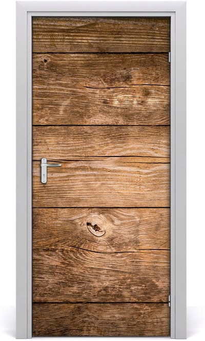 Tulup Deursticker - Oude Borden Deur Sticker - 95 cm x 205 cm - Bruin Deursticker - Moderne Deur Sticker - Deursticker voor de Slaapkamer - Deurfolie