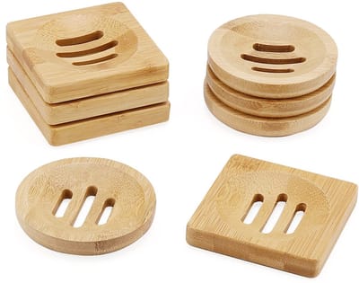 Dailygoods- Zeepschaal Bamboe - Set van 8 - Antislip Ondersteuning - Minimalistisch Design - Badkamer/Keuken - Uitgeholde Bodem - Zeepdispenser