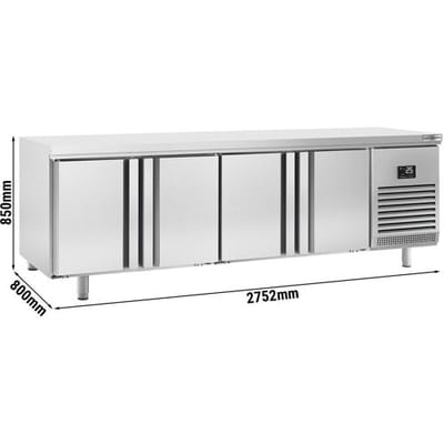 GGM Gastro Bäckereikühltisch Premium PLUS - 2752x800mm - mit 4 Türen Zilver