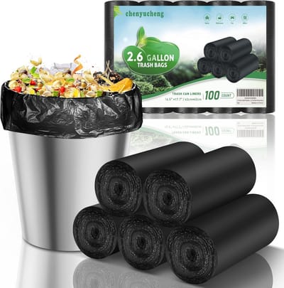 Biologisch afbreekbare vuilniszakken 2,6 gallon zwart - 100 stuks