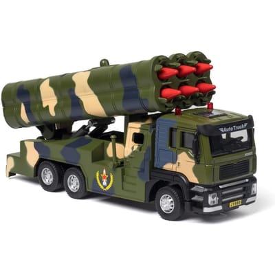 1/50 Legering Diecast Raketwerper Modellen Speelgoed Auto's Geluid Licht Raket Voertuig Pull-Back Wielen Militaire Bewapende Voertuigen Voor Kinderen