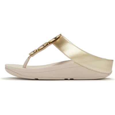 FitFlop Halo Bead-Circle Metallic Toe-Post Sandals Dames Slippers - Metallic Beige
