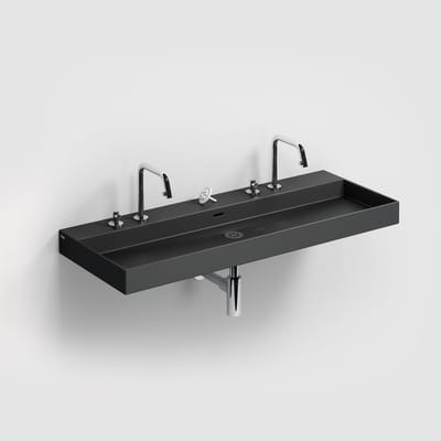 Clou New Wash Me wastafel 110cm, zonder plug, mat zwart keramiek