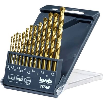 kwb 429844 HSS Metaal-spiraalboorset 13-delig 2 mm, 2.5 mm, 3 mm, 3.2 mm, 3.5 mm, 4 mm, 4.5 mm, 4.8 mm, 5 mm, 5.5 mm, 6 mm, 6.5 mm DIN 338