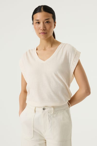GARCIA Dames Effen T-shirt Wit Korte mouw