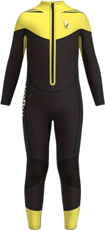 Livano Wetsuit Kinderen - Swimsuit - Shorty - Surfpak - Duikpak - Lange Mouw - Zwemsuit - Geel - 2y