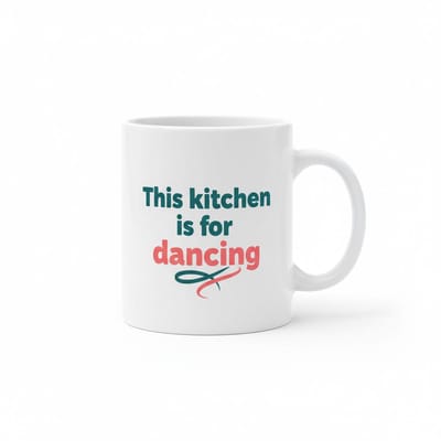 This Kitchen Is for Dancing Mok – Grappige Keuken Tekst Koffiemok – 330 ml Keramische Mok