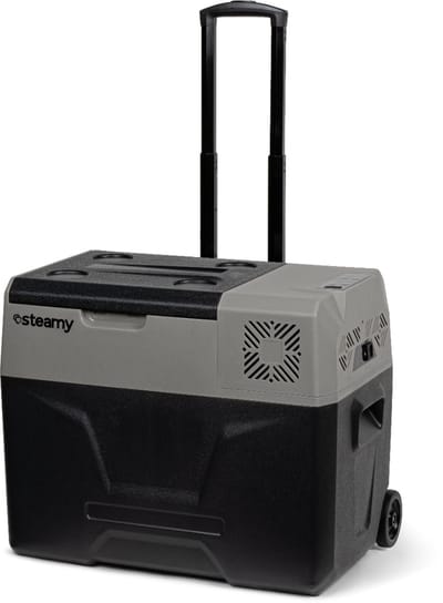 Steamy-E Single Zone Elektrische Compressor Koelbox Op Wielen - 39 liter - 12V en 230V - voor auto en camping - Grijs