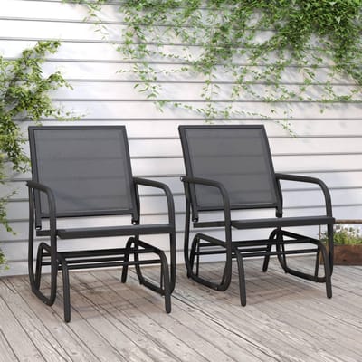 vidaXL - Schuifstoelen - voor - tuin - 2 - st - 61x76x87 - cm - textileen - staal - zwart