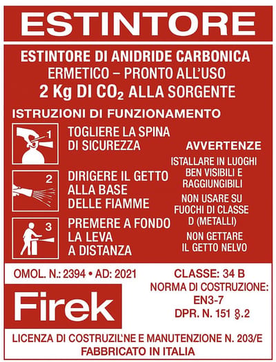 CO2 Brandblusser - Kooldioxide Blusser - Brandbestrijding Elektronica - Gebruik tot 1000V - 2 kg - Rood