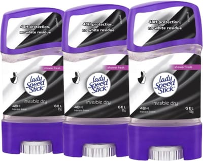 Lady Speed Stick Shower Fresh Invisible Dry Deodorant - Gel Stick - Jouw Geheim Voor Onzichtbare Frisheid en Verzorging 48H Lang - 3 x 65 g Gel
