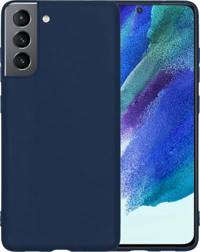 Hoesje - Geschikt voor Samsung Galaxy S21 FE - Sterk & Shockproof - Siliconen Case - Hoes Cover - Telefoonhoes - Donkerblauw
