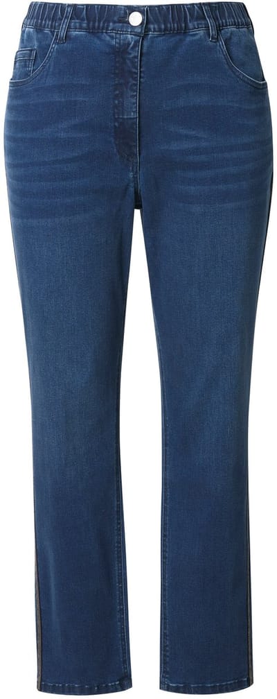 Ulla Popken - Dames - Jeans Mia siernaden stretchbroek comfortabele tailleband - Blauw denim - Maat 42