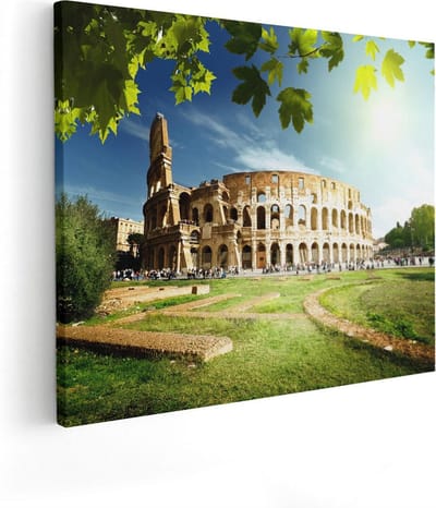 Artaza Canvas Schilderij Rome - 50x40 cm - Wanddecoratie Colosseum - Muurdecoratie Natuur - Kamer Accessoires