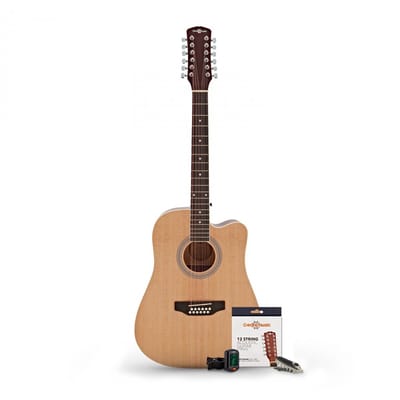 Dreadnought 12-snarige Akoestische Gitaar & Accessoireset van Gear4music, Natuurlijk