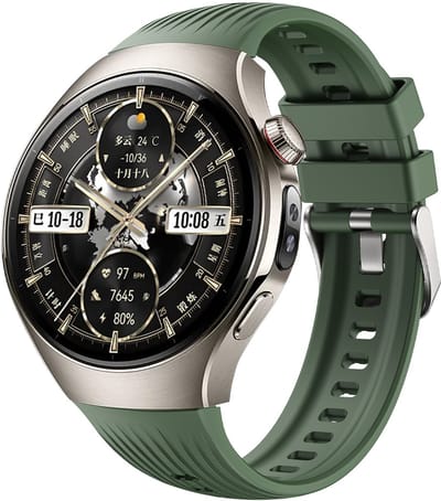 Strap-it Siliconen bandje met 'perfect fit' aansluiting - geschikt voor Huawei Watch 5 - 46mm (donkergroen)