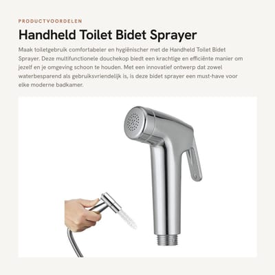Dailygoods- Bidet Handdouche - Drukregeling - Dubbele Spraymodus - Multifunctionele Douchekop - Waterbesparend - Flexibel Ontwerp - Toilet Sprayer