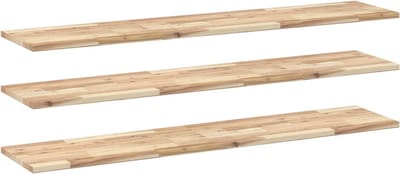 vidaXL - Wandschappen - 3 - st - zwevend - 160x30x2 - cm - onbehandeld - acaciahout
