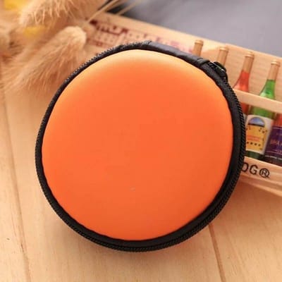 Oortjes opberg hoesje - Case - Etui - Organizer - Voor oordopjes en laadkabels - USB - Rond - Oranje