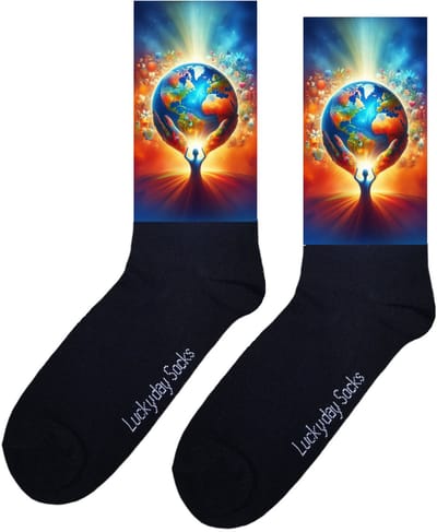 Wereld - Valentijn sokken - Verjaardag Cadeau - Grappige sokken - Leuke sokken - Hem Haar sokken - Vrolijke sokken - Dragen - Handen - Vaderdag - Moederdag - Sint cadeau - Kerst cadeau - Leuk Cadeau - Speciaal cadeau - Socks maken Happy - Maat 37-44