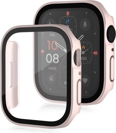 By Qubix - Hard case 41mm - Licht roze (mat) - Geschikt voor Apple Watch 41mm hoesje - screenprotector - Bescherming iWatch - Bescherm hoesje