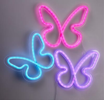 Home & Styling Wandlamp Neon Vlinders - 33x32cm - Multi
