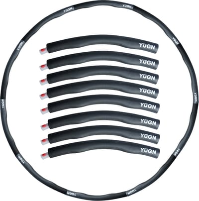 YUGN Fitness Hoelahoep - Hula Hoop Met Gewicht 1.2 KG - 8-delig - Ø 75-95 CM - Voor Buikspieren - Thuis Workout - Grijs