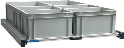 Schuifframe aluminium voor camper 120x80 cm inclusief 6 open bakken