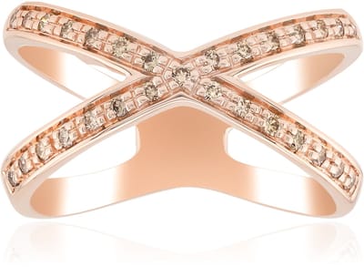 Cavill - Verstelbare Zilveren Ring met Roségoud Verguld - 29 I1 Argyle Rose Diamanten 0,145 ct - Pave Zetting - Moderne Briljantgeslepen Sieraad