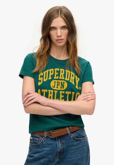 Superdry - Varsity T-shirt met flockprint en aansluitende pasvorm - Dames - T-shirts