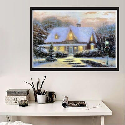 5D DIY volledige boor ronde Diamond schilderij mozaïek sneeuw landschap borduurwerk borduurpakketten 20X30CM gray