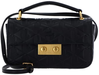 LACOSTE Leren schoudertas handtas Maheki Flap Crossover Bag Noir zwart