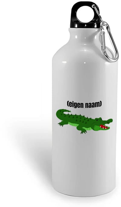 Hacebo® - krokodil met eigen naam waterfles - Krokodil - krokodillen liefhebbers - iemand die houdt van krokodillen - verjaardag - cadeau - kado - water fles - 400ML