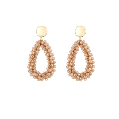 Oorbellen Crystal Drop - Kralen - Crystal Beads - Cadeau - Feestdagen - Light Camel
