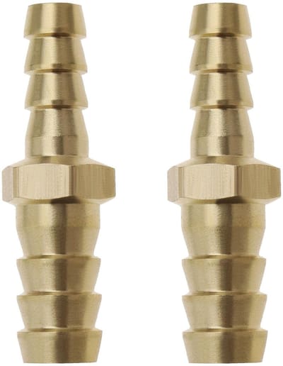 Dailygoods- Messing Aansluiting 2 Stuks - Verloopstop 12mm/10mm - Slang Fitting - Voor Water/Gas/Olie - Corrosiebestendig - Lengte 44mm - Slangfitting