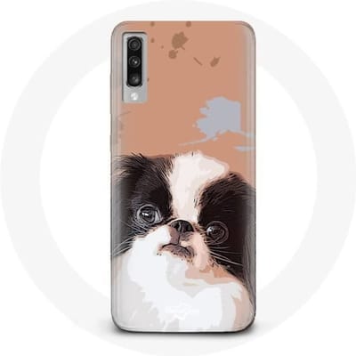 Samsung Galaxy A70 hoesje Japanse spaniël Zwart-wit hondenras
