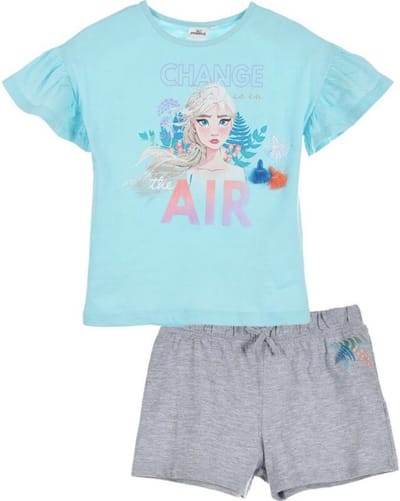 Disney Frozen Set / Pyjama / Shortama - Biologisch Katoen - Lichtblauw/Grijs - maat 98/104 (4 jaar)
