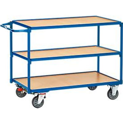 Fetra Etagewagen met 3 etages, L 850 x B 500 mm, draagvermogen 300 kg, briljant blauw RAL 5007