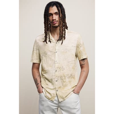 John Varvatos Doyers Regular Fit Ss Linen Camp Shirt W Toast Maat: XS | Casual Overhemden Outlet | Heren | Beige