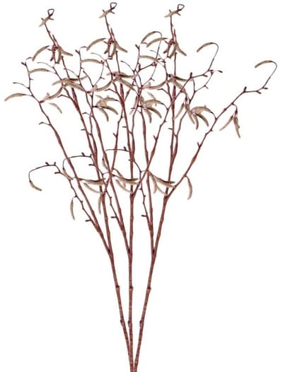 Bellatio flowers & plants Kunsttak - 3x - berkenkatjes - 66 cm - betula pendula - decoratie takken