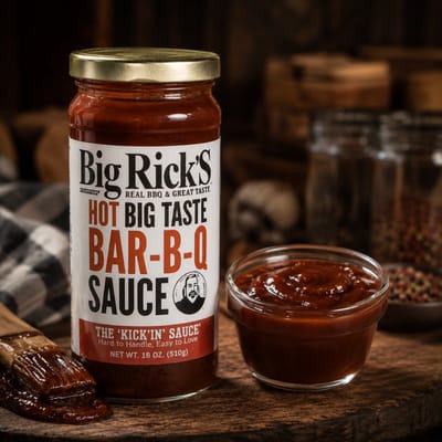 Big Rick’s Hot Bar-B-Q Sauce – Pittige BBQ Saus voor Grill en Barbecue – 425g