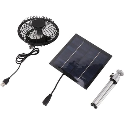 20W Zonnepaneel Ventilator Draagbare Op Zonne-energie Werkende USB Ventilator met Beugel voor Kamperen Vissen Reizen black