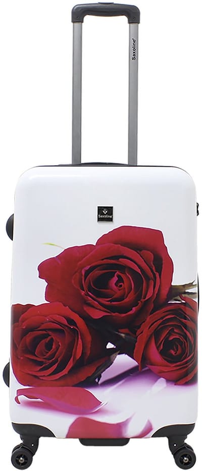 Saxoline Harde Koffer / Trolley / Reiskoffer - 67 cm (Medium) - Red Roses Print - Bedrukt / Medium