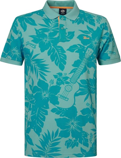 Petrol Industries - Heren All-over Print Polo Verdant - Blauw - Maat S