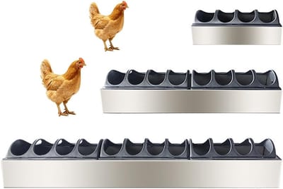 Voederbak Kip - Voerbak Gevogelte - Pluimvee Voeren - Morsbestendig Ontwerp - 36 Inch Lang - Zilver