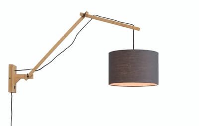 Good&Mojo Bamboe LED Wandlamp Andes | 1X E27 Max 40W | Dark Grey