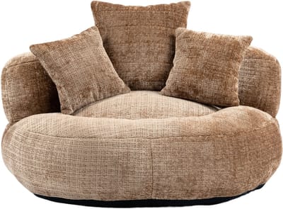 Chenille zitzak voor volwassenen - Lazy sofa met hoge rugleuning - Ergonomisch - Geen montage - 150kg - Woonkamer - 108x108x52cm - Koffie