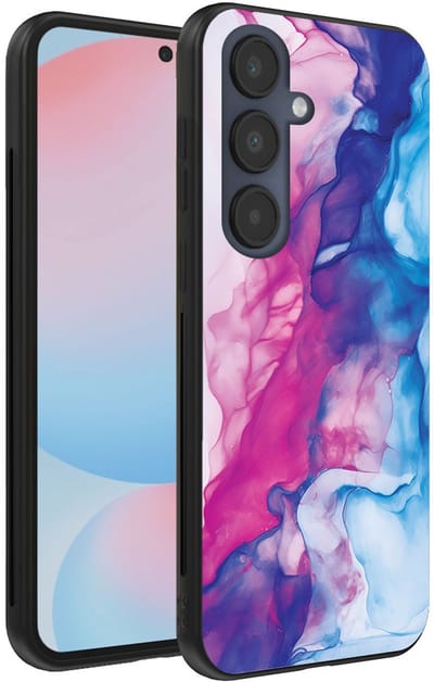 Smartphonica Telefoonhoesje Geschikt voor Samsung Galaxy S24 FE met Roze Blauw Marmer Opdruk - TPU Backcover Case Rose Blue Marble Design geschikt voor Samsung Galaxy S24 FE