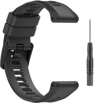 Siliconen bandje voor Garmin Forerunner o.a. 945, 955 en 965 - Zwart | Inclusief gereedschap